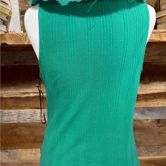 Pilcro Emerald Ruffle-Front Ribbed Tank - Picture 3 of 4
